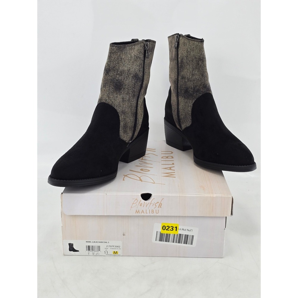 Blowfish Malibu Rebel 2 Ankle Boots Womens 11 Black Charcoal Suede Denim - New